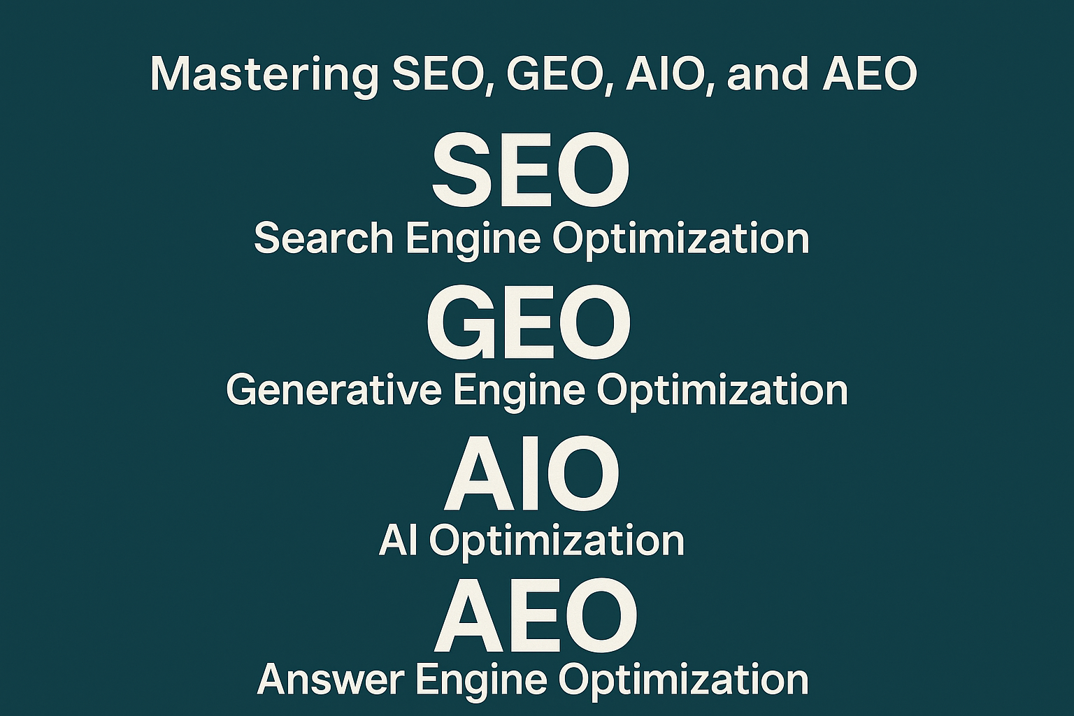 Mastering SEO, GEO, AIO & AEO: Future-Proofing Your Brand in the AI-Powered Search Landscape